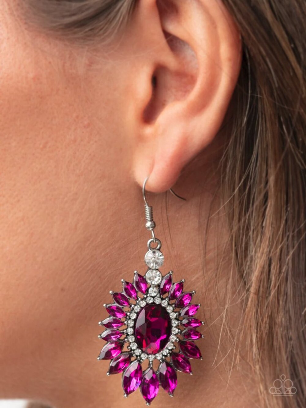 Paparazzi Jewelry Accessories - Big Time Twinkle - Pink Earrings - Vintage